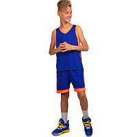 Форма баскетбольная детская Lingo без номера (рост 120-165 см, синяя с оранжевым)