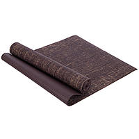 Коврик для йоги Льняной (Yoga mat) SP-Sport FI-2441 размер 185x62x0,6см Темно-коричневый