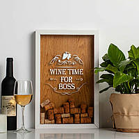 Копилка для винных пробок "Wine time for boss", white-brown, white-brown "Lv"