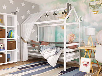 Ліжко дитяче Arbor Хатинка Том 80х190 (+ламель) білий/сірий