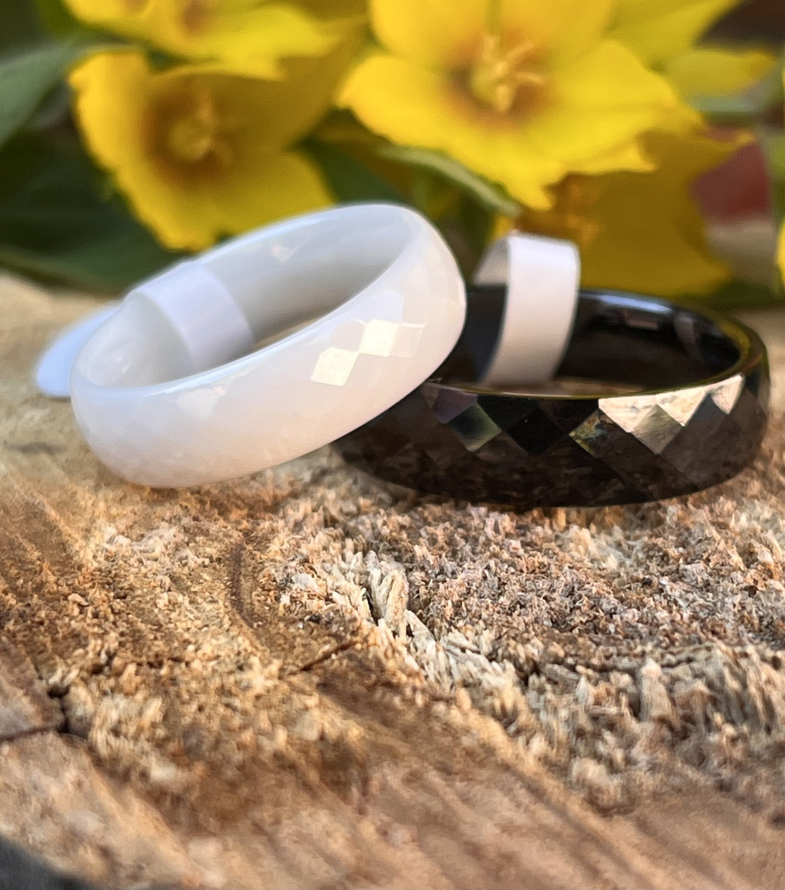 Парные обручальные кольца из керамики без вставок черное и белое (ID ...