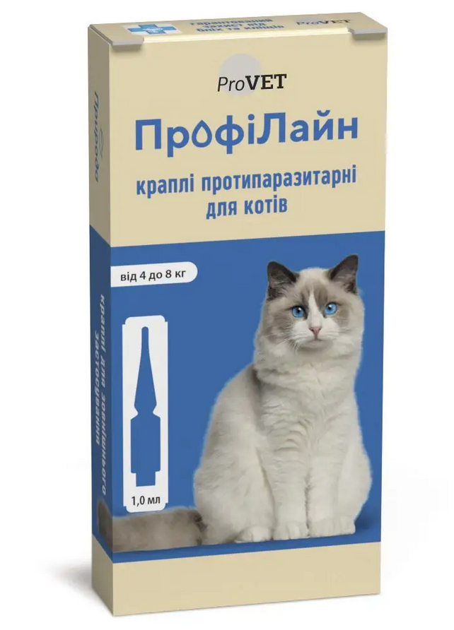 ProVet ПрофиЛайн капли от блох и клещей для кошек от 4 до 8кг (1 ...