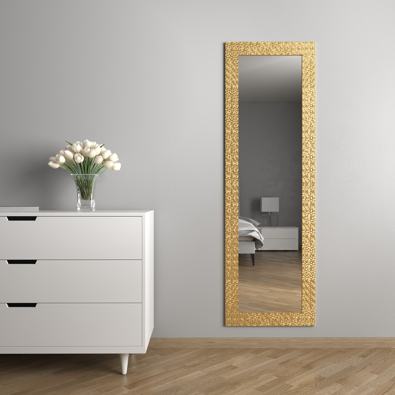 Настінне дзеркало в золотій оправі 176х56 Black Mirror вологостійке у ванну кімнату