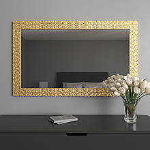 Настінне дзеркало в золотій рамі 126 на 76 Black Mirror для студії салону краси