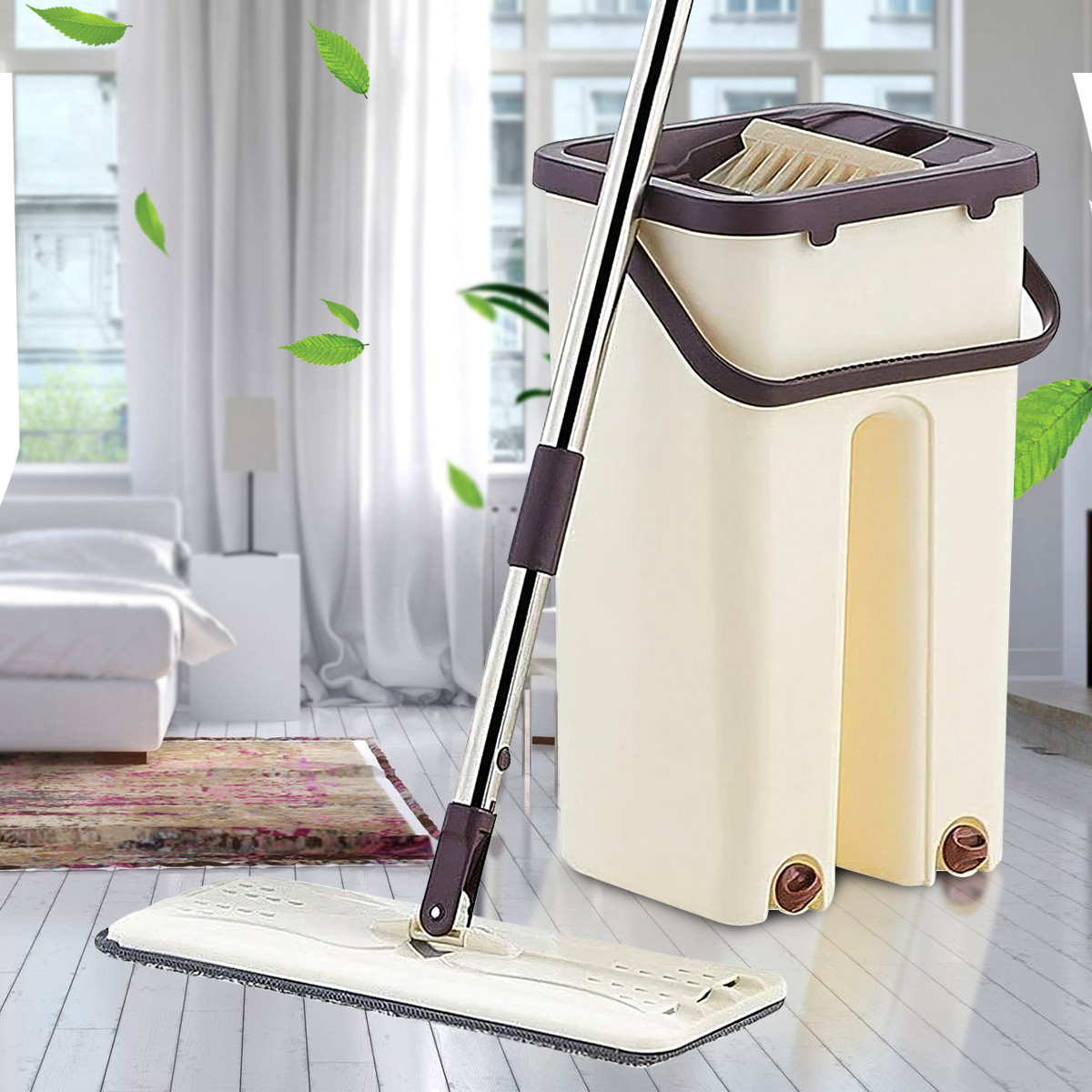 Швабра з відром Flat Mop 5л автоматичний віджим, фото 1