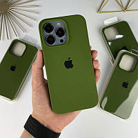 Силиконовый чехол на Айфон 13 Про Макс c закрытым низом | iPhone 13 Pro Max Army green (45)