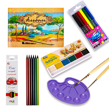 Шкільний набір канцтоварів «Економ Люкс» Дівчинка 3 клас