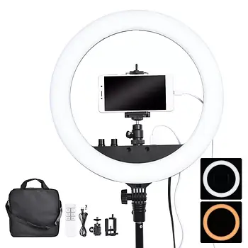 Кільцева LED лампа RL-18 II 45см 55Вт USB WiFi Bluetooth кріплення для телефону та фотоапарата пульт сумка