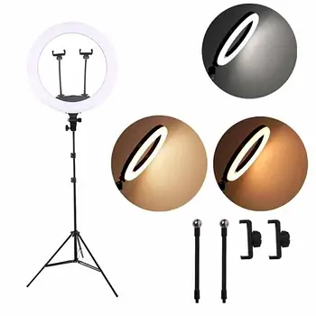 Кільцева світлодіодна LED лампа LS-360 з 3 кріпленнями 14" 36 см для салонів краси або блогерів