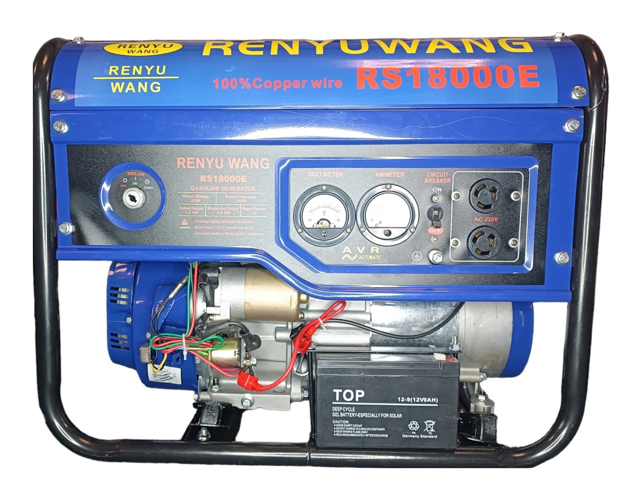 Генератор бензиновий Renyuwang RS18000E 3,2-3,5 KW однофазний з AVR та електростартер.