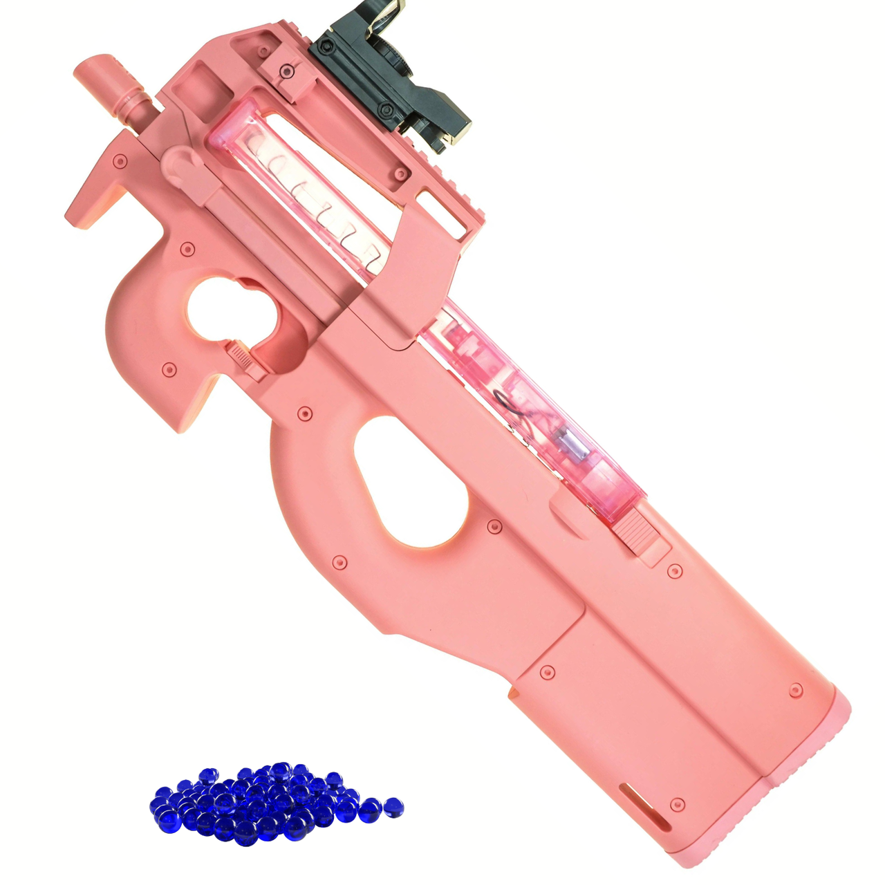 Іграшковий Гель Бластер на Орбізах Пістолет Кулемет P90 Електричний на Акумуляторі Преміум Якості з Коліматором + 5000 Водяних, фото 1