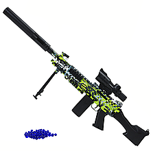Дитячий Ручний Кулемет на Орбізах M249 Електричний Гелевий Бластер на Акумуляторі 80 см 2 Режими + Оптика + Глушник + Сошки +