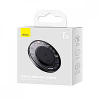 Бездротова зарядка Baseus Simple 2 15W + Кабель Type-C To Type-C 24W (1m) black