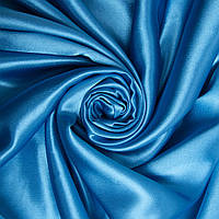 Ткань костюмная креп-сатин темно блакитний