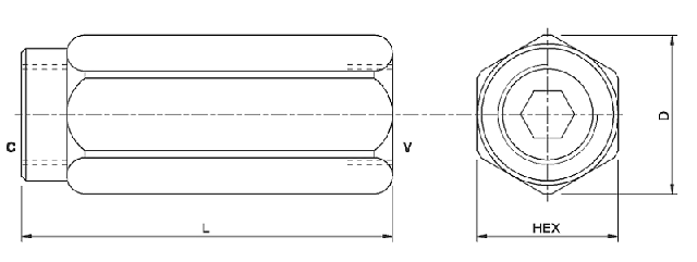 Розміри клапана VU 3/4" T.3 BAR