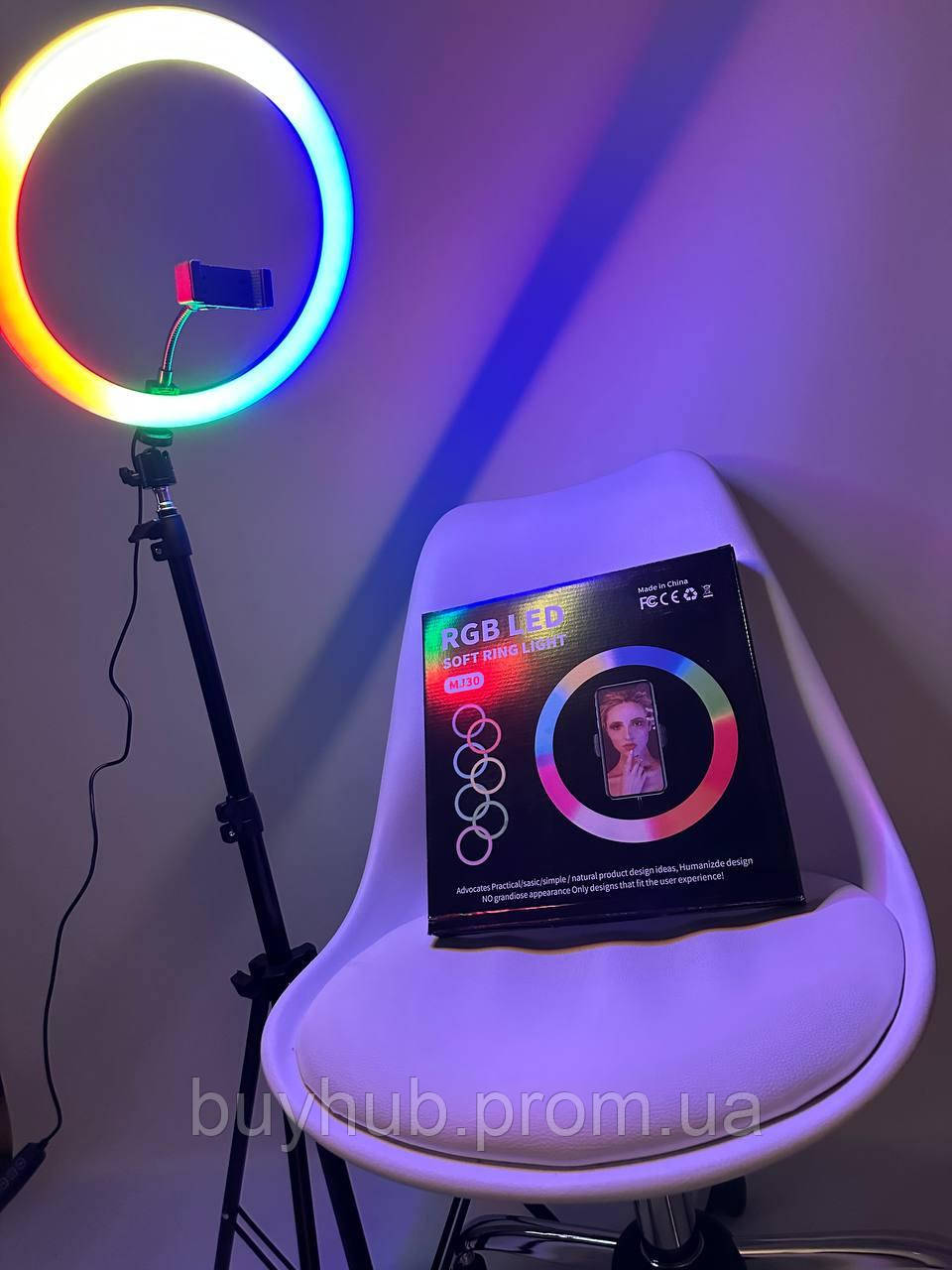 Штатив для телефона кольцевая лампа MJ30 RGB 30см со светодиодная подсветкой  для фото большая (ID#1894838458), цена: 1398 ?, купить на Prom.ua