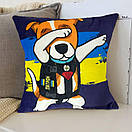 Декоративна подушка пес Патрон жовта з малюнком принтом 3D 35х35, фото 7