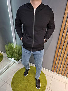 Куртка бомбер чоловіча чорна весна-осінь без капюшона з кишенями Seven