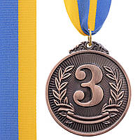 Медаль спортивная с лентой LIBERTY золото/серебро 5 см Бронза
