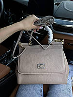 Женская сумка Дольче Габбана натуральная кожа серая Dolce & Gabbana Gray
