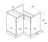 Тумба кутова кухонна під врізну мийку No2 без стлешниці ЛЮКС з фарбованими МДФ фасадами МАКСІ-Мебель Дуб, фото 2