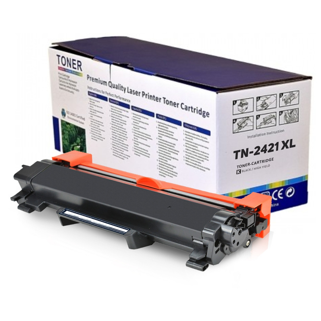 Сумісний картридж BROTHER TN-2421 XL Black, підвищеної ємності, 6000 стор., D-TONER (DT-TN2421-XL-BK)