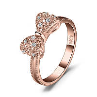 Серебряное кольцо "Бантик" в розовой позолоте