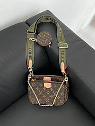 Жіноча сумка Луї Віттон коричнева Louis Vuitton Pochete Multi Green Belt