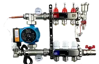Коллектор для теплого пола Нержавейка Чехия 3 выхода в сборе с Насосом