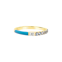 Серебряное кольцо в позолоте с камнями и голубой эмалью 54