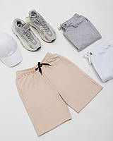 Шорты мужские Baze спортивные бежевые белые серые | Комплект 3 пары шорт на резинке Бриджи повседневные