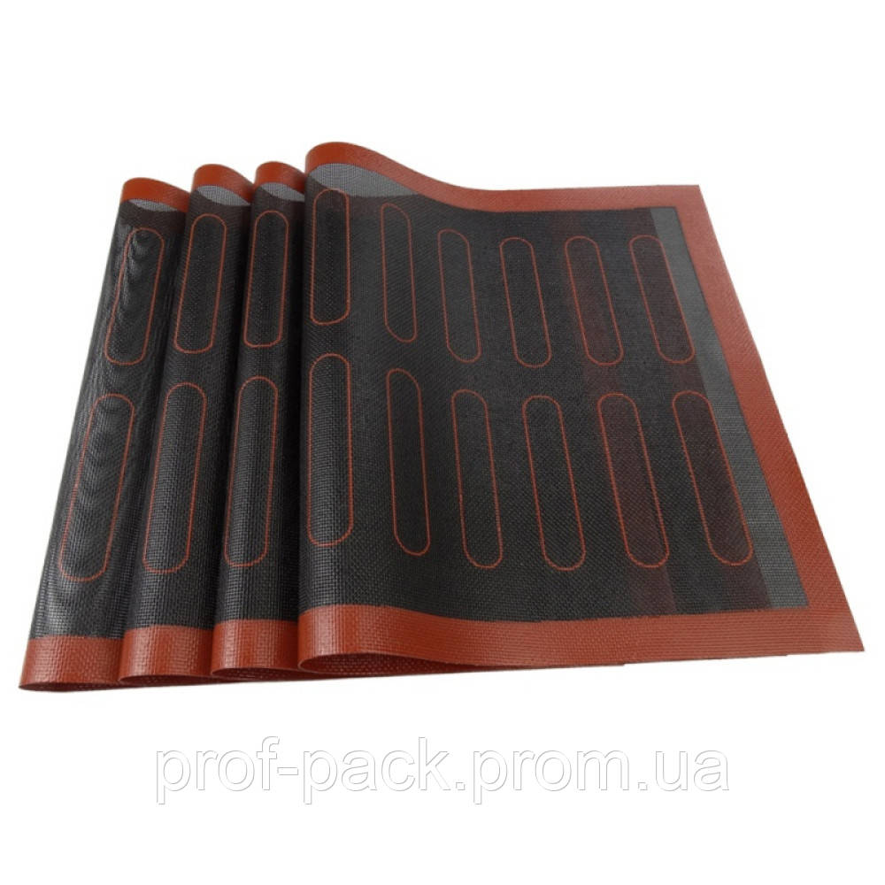Коврик для выпечки эклеров перфорированный силиконовый с разметкой черный 40х30 см - фото 1 - id-p1508061301