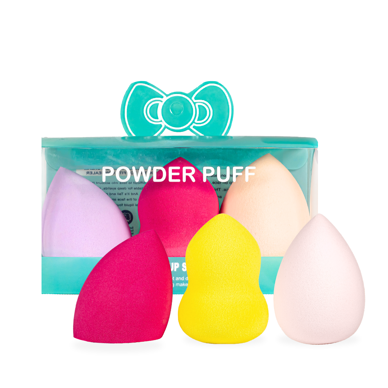 Набір спонжів для нанесення макіяжу фігурний крапля і обрізаний у коробці Puffy, фото 1