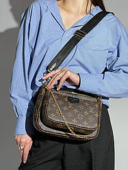 Жіноча сумка Луї Віттон коричнева Louis Vuitton Pochete Multi Brown/Black