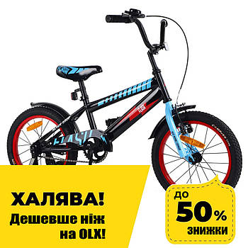 Велосипед двоколісний дитячий 16 дюймів (дзвінок, катафоти) Tilly FLASH T-216410 Синьо-Червоний Акція до 03.03