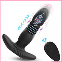 Анальна пробка з телескопією Вібропробка із пультом, Стимулятор анальний 14 см, Інтимні іграшки