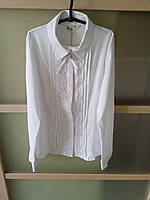 Блузка/рубашка для девочки белого цвета с воротником