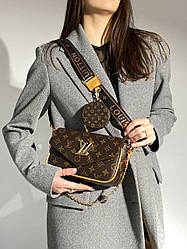Жіноча сумка Луї Віттон коричнева Louis Vuitton Pochette Leather Brown