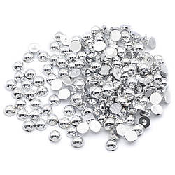 Напівнамистини пластикові 5 мм Сріблястий +-250 шт.