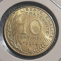 Монета Франция 10 сантимов, 1994 года