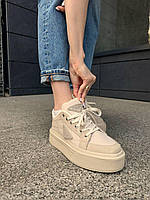 Жіночі кросівки Prada Re-Nylon Bryshed Beige (бежеві) гарні стильні модні демісезонні кроси PR002