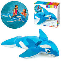 Плотик пляжный надувной Intex 58523 Дельфин с 2мя ручками и ремкомплектом, 152х114 см