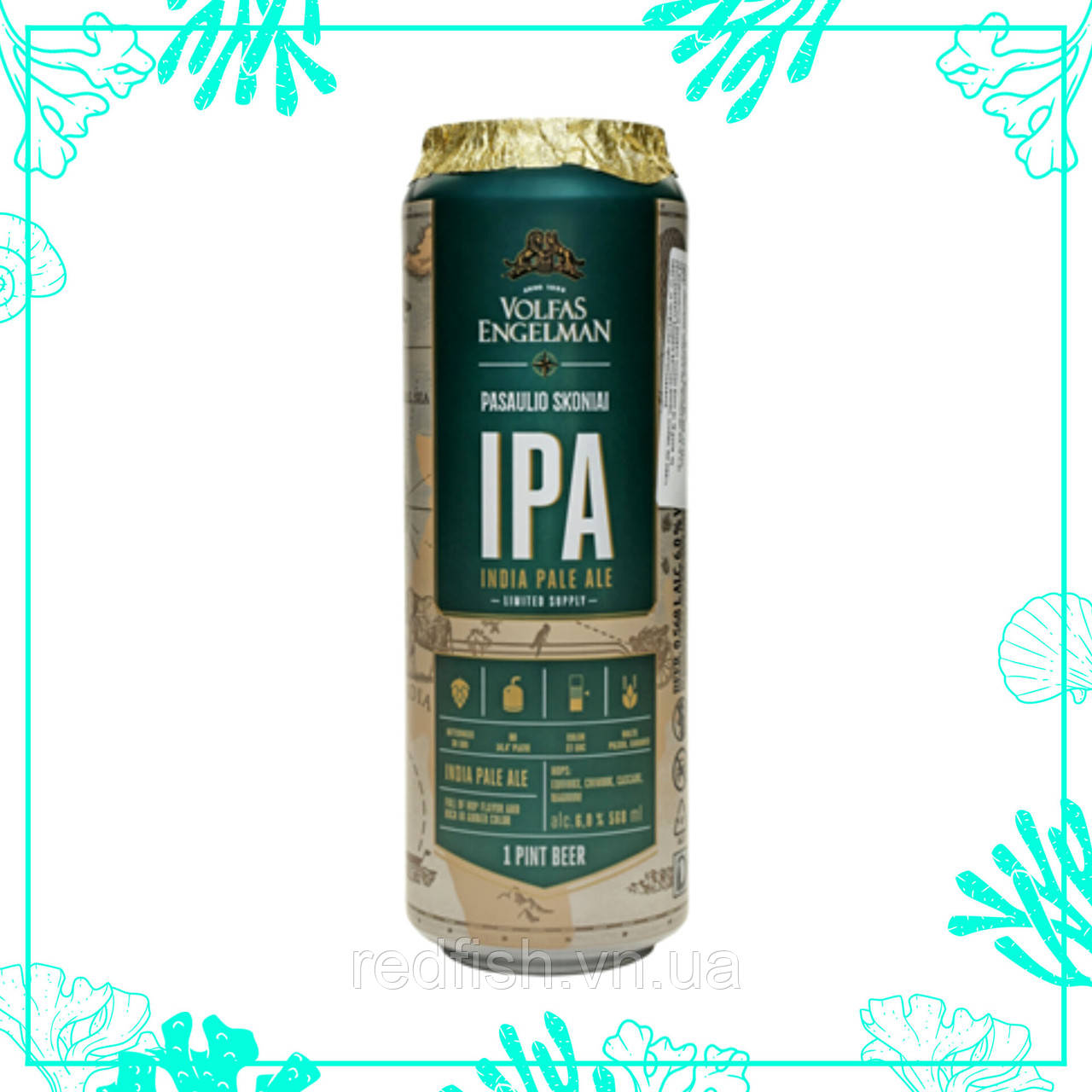 Пиво Volfas Engelman IPA світле фільтроване 568мл.