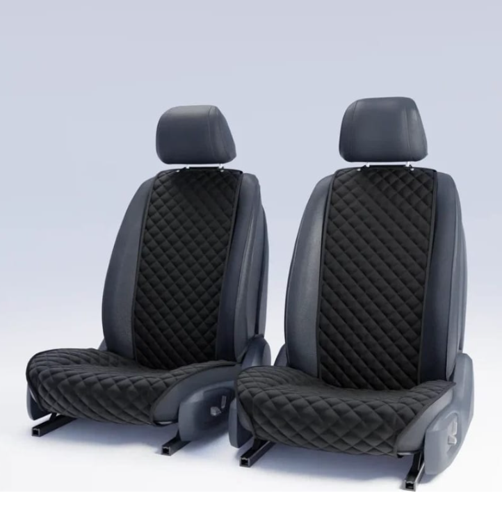 Автомобільні накидки з алькантари для передніх сидінь 150*34 см 2 шт./1уп Чорний (KG-10103), фото 1