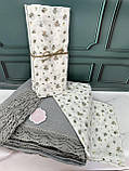 Комплект бавовняної постільної білизни ранфорс з вафельним покривалом-пледом євро розмір Туреччина Sofia Soft, фото 2