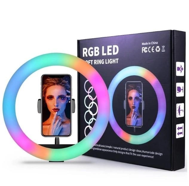 Якісна кільцева LED лампа RGB кольорова діаметр 33 см MJ 33