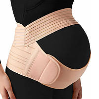 Бандаж для беременных эластичный на липучках, L, Бежевый / Дородовый и послеродовой пояс