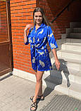 Модний принтований шовковий комплект синього кольору з леопардом м-2хл, фото 2