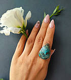 Хризокола кільце капля 17,5 розмір каблучка з каменем натуральна хризокола в сріблі. Індія, фото 2