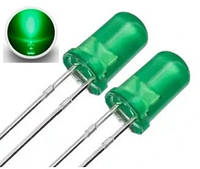 Светодиод зелёный ультраяркий 3 мм, 5 шт.